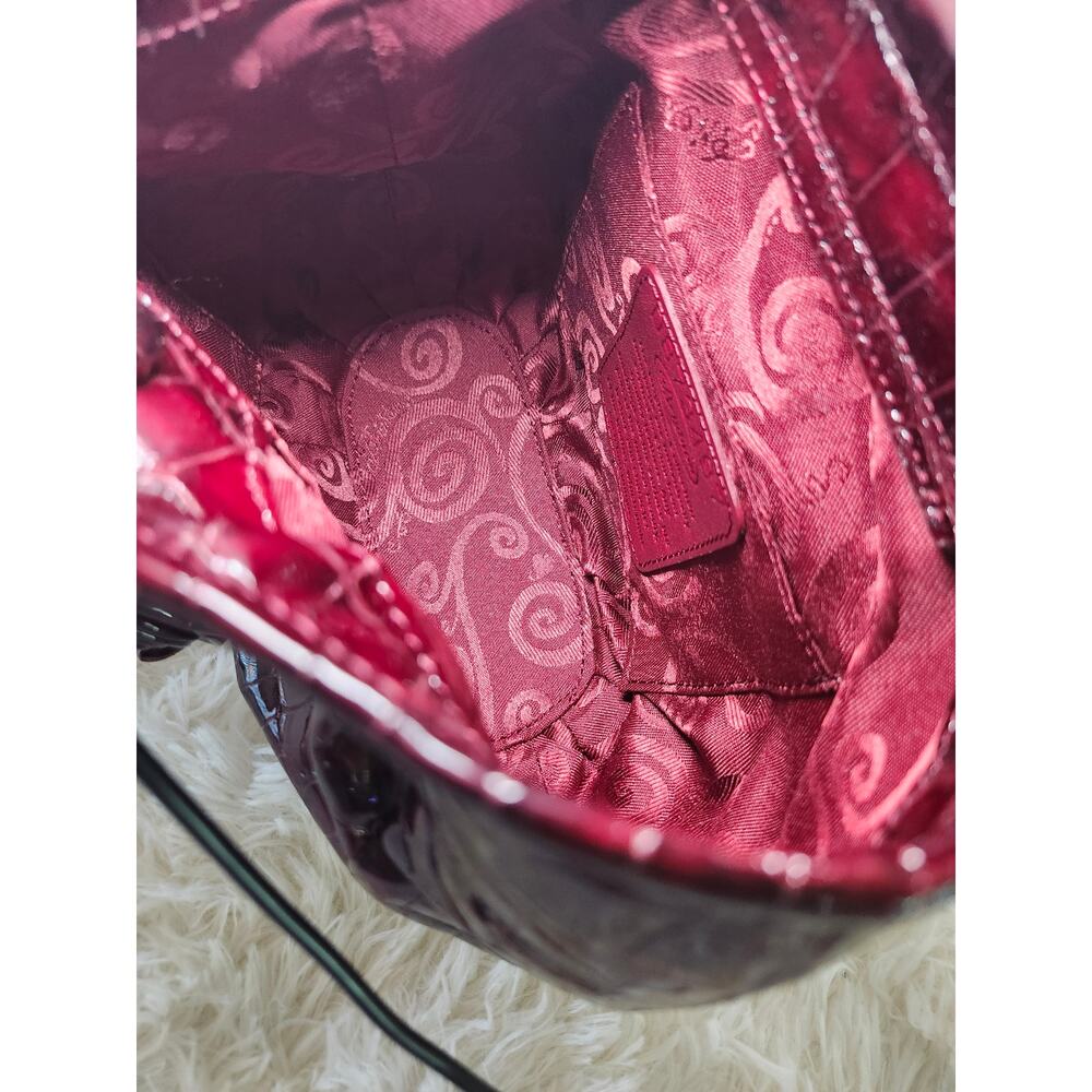 Brighton NWOT Angelina Satchel Burgundy Leather Silver Whimsigoth Heart - Picture 10 of 16